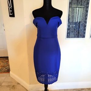 Bisou Bisou Bodycon Deep Blue Sweet Heart neckline dress - Size 6